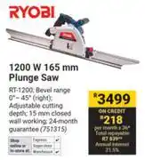 Builders Warehouse Ryobi 1200W 165mm Plunge Saw offer