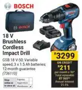 Builders Warehouse Bosch 18V Brushless Cordless Impact Drill offer