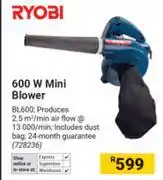 Builders Warehouse Ryobi 600W Mini Blower offer