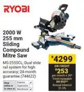 Builders Warehouse Ryobi 2000W 255mm Sliding Compound Mitre Saw offer
