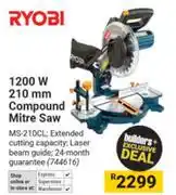 Builders Warehouse Ryobi 1200W 210mm Compound Mitre Saw offer