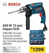Builders Warehouse Bosch 650W 13mm Impact Drill offer