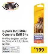 Builders Warehouse Ruwag 5 Pack Industrial Concrete Drill Bits offer