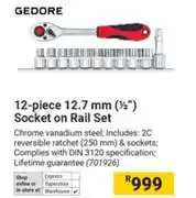 Builders Warehouse Gedore 12 Piece 12.7mm (1/2) Socket On Rail Set offer