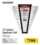 Builders Warehouse Gedore 17 Piece Spanner Set offer