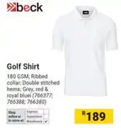 Builders Warehouse Beck Golf Shirts offer