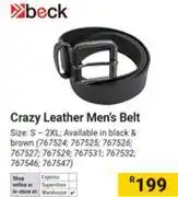 Builders Warehouse Beck Crazy Leather Men's Belt offer