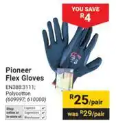 Builders Warehouse Pioneer Flex Gloves EN388:3111 Polycotton 609997, 610000-Per Pair offer