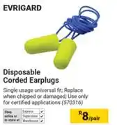 Builders Warehouse Evrigard Disposable Corded Earplugs 570316-Per Pair offer