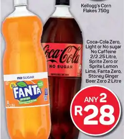 Pick n Pay Hypermarket Coca-Cola Zero, Light or No sugar No Caffeine, Sprite Zero or Sprite Lemon Lime, Fanta Zero, Stoney Ginger Beer Zero offer
