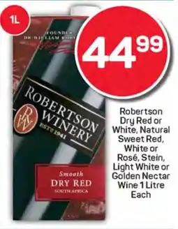 Pick n Pay Hypermarket Robertson Dry Red or White, Natural Sweet Red, White or Rosé, Stein, Light White or Golden Nectar Wine offer