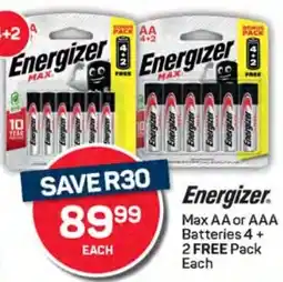 Pick n Pay Hypermarket Energizer Max AA or AAA Batteries offer