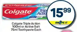 Pick n Pay Hypermarket Colgate Triple Action or Active Salt Toothpaste offer