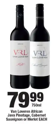 OK Liquor Van Loveren African Java Pinotage, Cabernet Sauvignon or Merlot offer