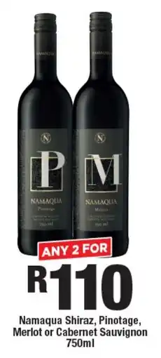 OK Liquor Namaqua Shiraz, Pinotage, Merlot or Cabernet Sauvignon offer
