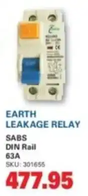 Cashbuild Earth leakage relay sabs din rail 63a offer