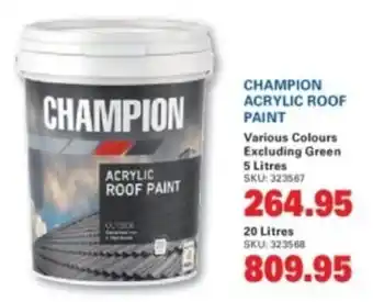 Cashbuild Champion acrylic roof paint offer
