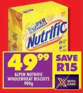 Shoprite Alpen nutrific wholewheat biscuits offer
