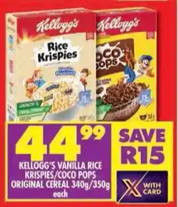Shoprite Kellogg's vanilla rice krispies/coco pops original cereal offer