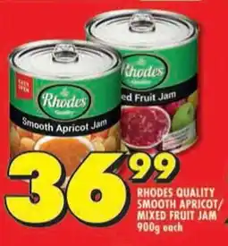 Shoprite Rhodes quality smooth apricot/ mixed fruit jam offer