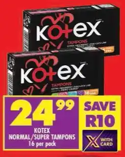 Shoprite Kotex normal/ super tampons offer