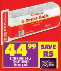 Shoprite Ritebrand 1-ply toilet rolls offer