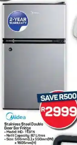 Pick n Pay Midea Stainless Steel Double Door Bar Fridge offer