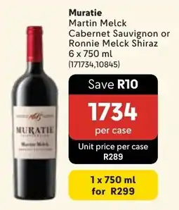 Makro Muratie Martin Melck Cabernet Sauvignon or Ronnie Melck Shiraz offer