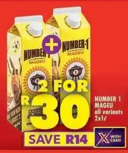 Shoprite NUMBER 1 MAGEU all variants 2x1ℓ offer