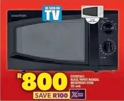 Shoprite ESSENTIALS BLACK/WHITE MANUAL MICROWAVE OVEN offer