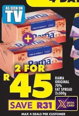 Shoprite RAMA ORIGINAL 70% FAT SPREAD 2x500g offer
