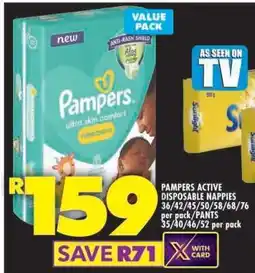 Shoprite Pampers Active Disposable Nappies offer