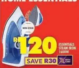 Shoprite Essentials Steam Iron 1600W offer