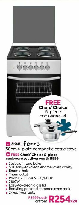 Ferre 50cm 4-plate compact electric stove