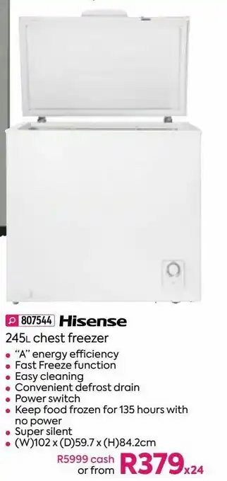 HomeChoice Hisense 245l chest freezer offer