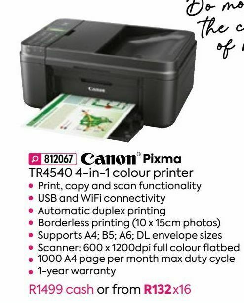 Canon Pixma Tr4540 4 In 1 Colour Printer Offer At Homechoice 9560