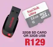 MRP Sandisk 32GB SD Card Pr 32GB USB offer
