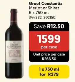 Makro Groot Constantia Merlot or Shiraz offer