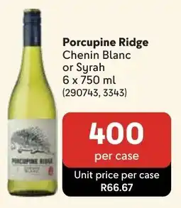 Makro Porcupine Ridge Chenin Blanc or Syrah offer