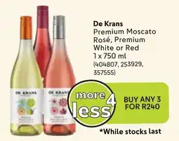 Makro De Krans Premium Moscato Rosé, Premium White or Red offer