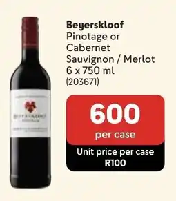 Makro Beyerskloof Pinotage or Cabernet Sauvignon/ Merlot offer