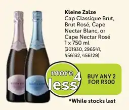 Makro Kleine Zalze Cap Classique Brut, Brut Rosé, Cape Nectar Blanc, or Cape Nectar Rosé offer
