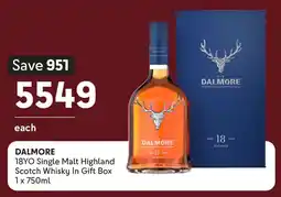 Makro’s liquor DALMORE 18YO Single Malt Highland Scotch Whisky In Gift Box offer