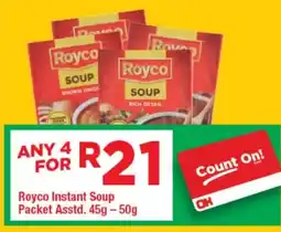 OK Grocer Royco Instant Soup Packet Asstd. offer