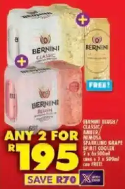 Shoprite Bernini blush/ classic/ amber/ mimosa sparkling grape spirit cooler offer