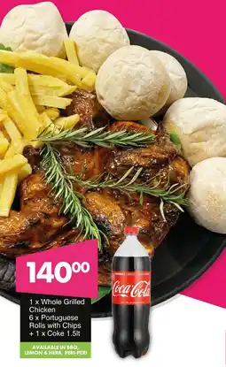Save Hyper Whole Grilled Chicken, Portuguese Rolls with Chips + Coke offer