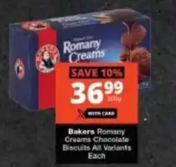 Checkers Bakers Romany Creams Chocolate Biscuits All Variants Each offer