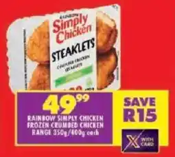 Shoprite Rainbow simply chicken frozen crumbed chicken range offer