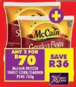 Shoprite Mccain frozen sweet corn/garden peas offer