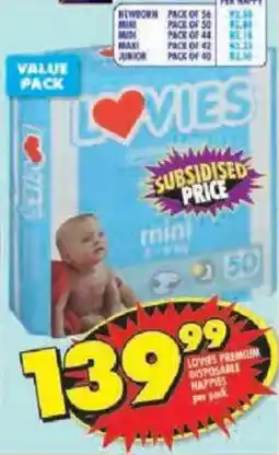 Shoprite Lovies premium disposable nappies offer